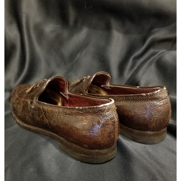 1980s LEE KEE Exotic Mens Shoes 10.5 Split Toe Tassel Ostrich Leg Loafers Vtg main image 8